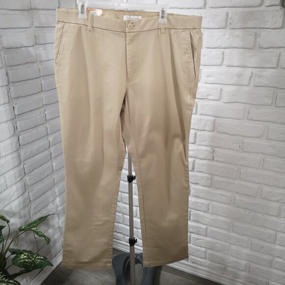 NWT Denver Hayes Men's Size 38/32 Tan Straight Flat Front Flextech 360 Khakis - Picture 1 of 11